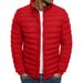 Men's Solid Color Cotton Jacket With Stand Collar, Slim Fit Winter Coat For Casual Outdoor Wear_viptrois.com