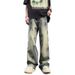Men's Clothing Retro Casual Distressed Jeans Student Fashion Versatile Style Drape Loose Wide Leg Mopping Jeans For Men_viptrois.com