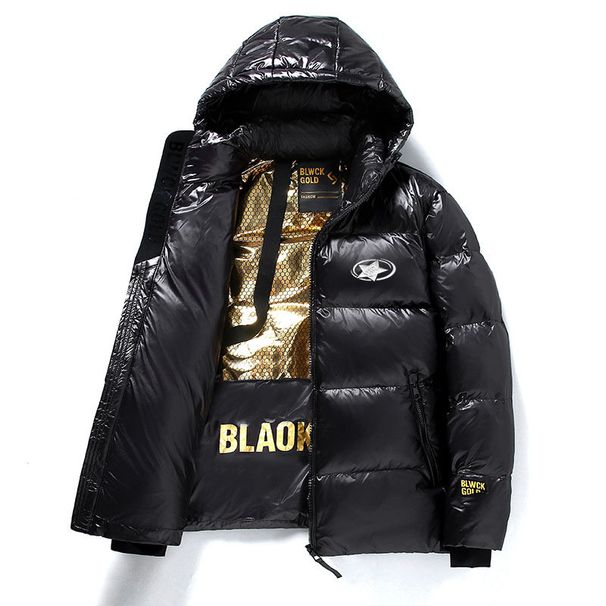 Men's Clothing Black And Gold Short Winter Coat, Unisex, Thickened, Warm, Three Dimensional Star Casual Short Jacket, Trendy._viptrois.com