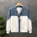 Cool Contrast Color Denim Jacket Men's Spring And Autumn Style New Men's Spirited Young Man Autumn And Winter Youth V Neck Top_viptrois.com