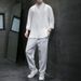 Men's Clothing New Thin Casual Sports Suit Men's Summer High End V Neck Slim Fit Three Quarter Sleeves Two Piece Suit_viptrois.com