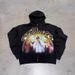 Y2k Graffiti Hoodie – Unisex Oversized Zip-Up Sweatshirt With Angel Print (Black/White) – Retro Streetwear, Breathable Polyester, Drop-Shoulder Fit_viptrois.com