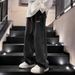 Black Jeans Trendy Style Loose Straight Leg Wide Leg Pants Midweight Polyester Spring Autumn Junior Senior High School Students Long Trousers_viptrois.com