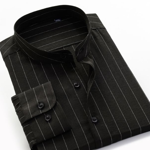 Men's Clothing Stand Collar Shirt Men's Long Sleeve Shirt Loose Large Size Men's Clothing Fat Men Plus Size Casual Tops_viptrois.com