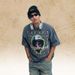 American Style 300g Washed Distressed T-shirt With Lawfoo Trendy Print Design, Short Sleeves_viptrois.com