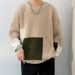 Sweater, men's fashion brand, contrasting color, loose inner layer, base knit sweater, autumn and winter new styles, men's casual clothes_viptrois.com