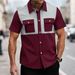 Men's Clothing European And American Summer New Men's Hot Selling Waffle Lapel Four Breasted Double Pocket Color Matching Casual Short Sleeved Shirt_viptrois.com