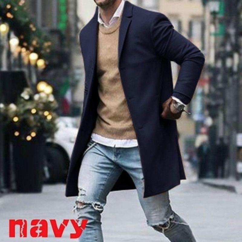 Loom Loom 2019 European And American Foreign Trade Cross-Border Trench Coat Men's Woolen Jacket_viptrois.com