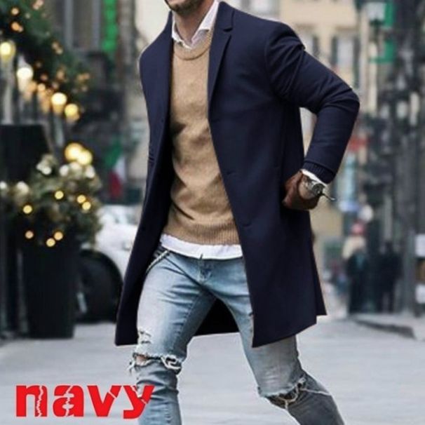 Loom Loom 2019 European And American Foreign Trade Cross-Border Trench Coat Men's Woolen Jacket_viptrois.com