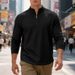 Men's Casual Stand Collar Half-Zip Sweatshirt With Jacquard Design - Lightweight Loose Fit Pullover For Autumn Winter_viptrois.com