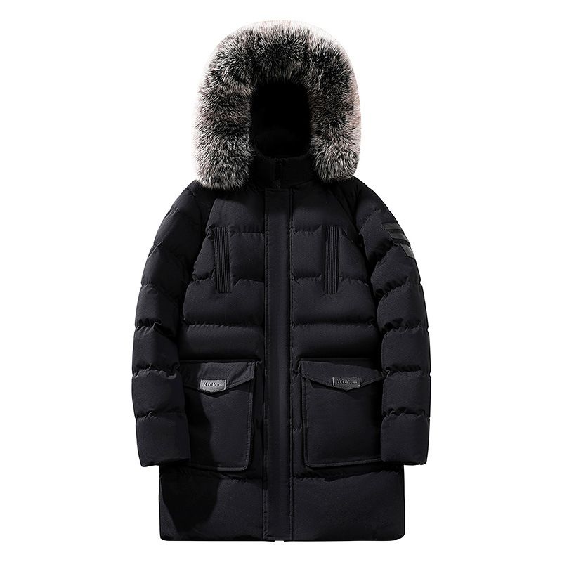 Men's Winter Detachable Hooded Parka Coat With Faux Fur Trim, Oversized Fit, Heavyweight Polyester Fill, Multi-Pocket Design, Casual Long Jacket_viptrois.com