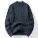 Cotton Sweater Half Turtleneck Autumn Winter New Thickened Warm Knitted Base Shirt Men's Top_viptrois.com