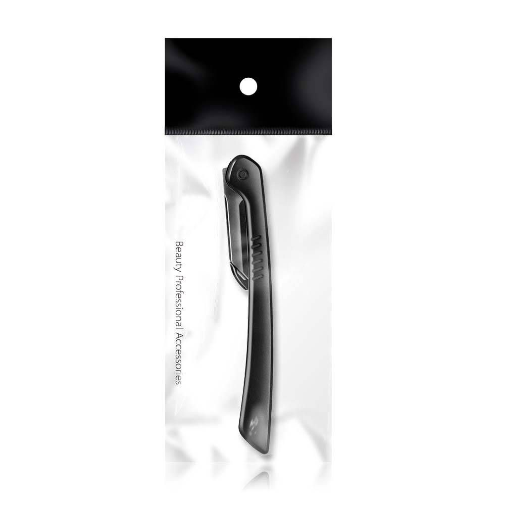 Black Eyebrow Razor Stainless Steel Blades Foldable Precise Trimmer For Eyebrows Facial Hair_viptrois.com