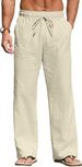 2025 Men's Linen Casual Long Pants, Large-sized Loose Drawstring Pocket Beach Pants For Men_viptrois.com