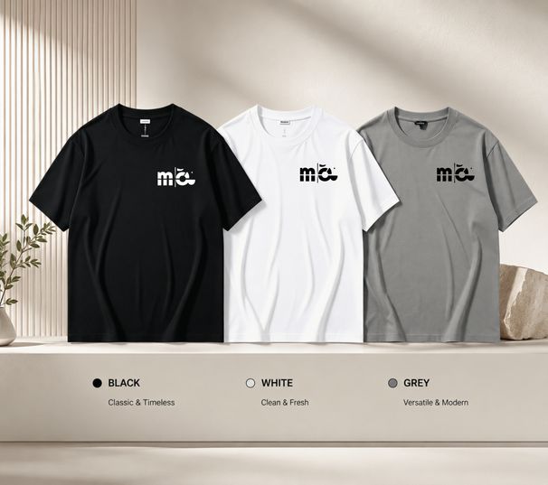 3 Pack Premium Men's Minimalist Split Mca Letter Printed T-Shirt, Heavy Cotton Crew Neck Casual Tee Luxury Summer Essential Black White Grey_viptrois.com