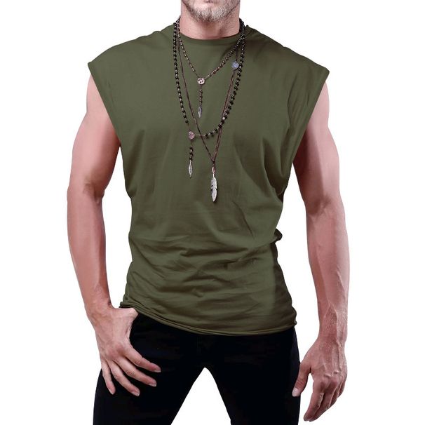 Men's Clothing Summer New Sleeveless T Shirt Youth Loose Solid Color Thin Waistcoat Vest Men_viptrois.com