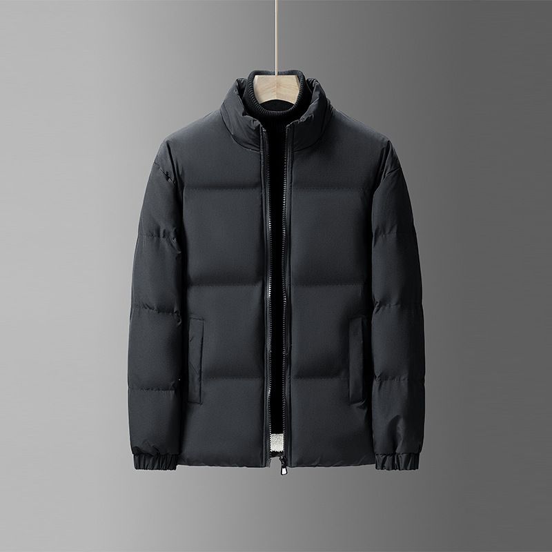 Men's Oversized Quilted Puffer Jacket Workwear Style Winter Coat With Stand Collar, Water-Resistant & Windproof Polyester Fill, Plus Size XL-8XL_viptrois.com