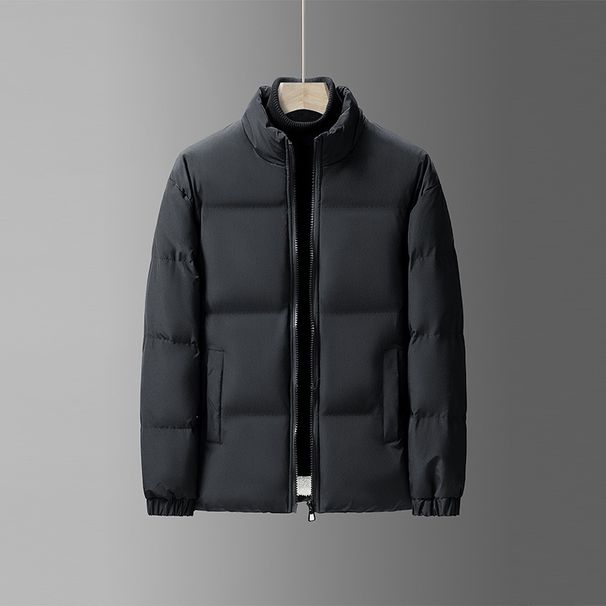 Men's Oversized Quilted Puffer Jacket Workwear Style Winter Coat With Stand Collar, Water-Resistant & Windproof Polyester Fill, Plus Size XL-8XL_viptrois.com