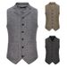 Men's Herringbone Single-breasted Vest Men's Suit Vest_viptrois.com