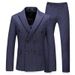 Men's Casual European And American Business Striped Double-breasted Suit, Groom, Best Man, Banquet Host, Three-piece Suit + Waistcoat + Long Pants_viptrois.com
