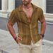 Hot-selling Summer Lapel Solid-color Short-sleeved Shirt With Buttons, Men's Hollowed-out Shirt_viptrois.com
