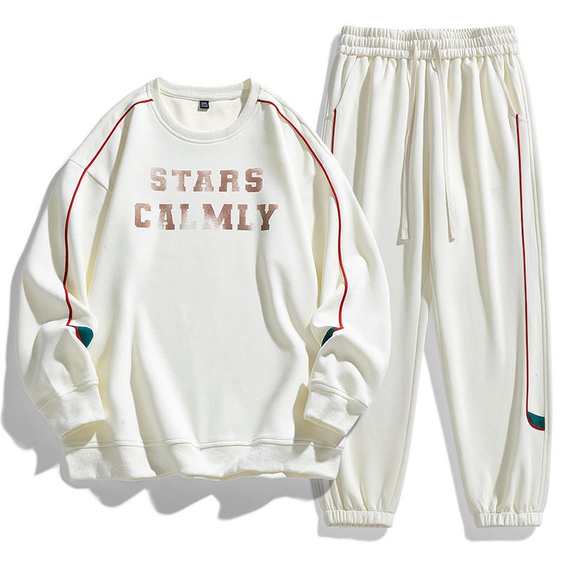 Men's Clothes Men's Hoodie Round Neck Loose No Hat On Spring And Autumn Casual Sportswear Suit_viptrois.com