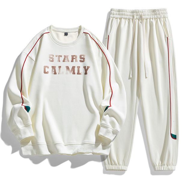 Men's Clothes Men's Hoodie Round Neck Loose No Hat On Spring And Autumn Casual Sportswear Suit_viptrois.com