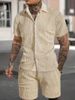 Men's Clothing Casual Suits Street Jacquard Irregular Texture Short Sleeved Trousers Two Piece Suits Casual_viptrois.com