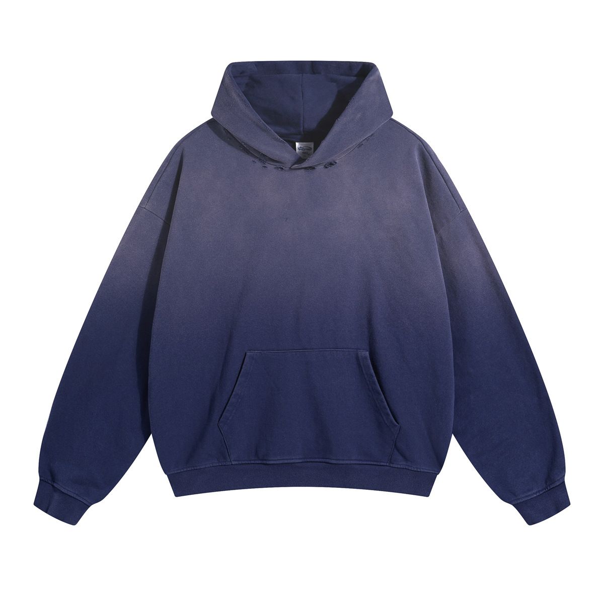 Men's Distressed Oversized Hoodie With Spray-Dye Wash & Mouse Pocket - Vintage Streetwear Pullover Sweatshirt For Casual Wear_viptrois.com