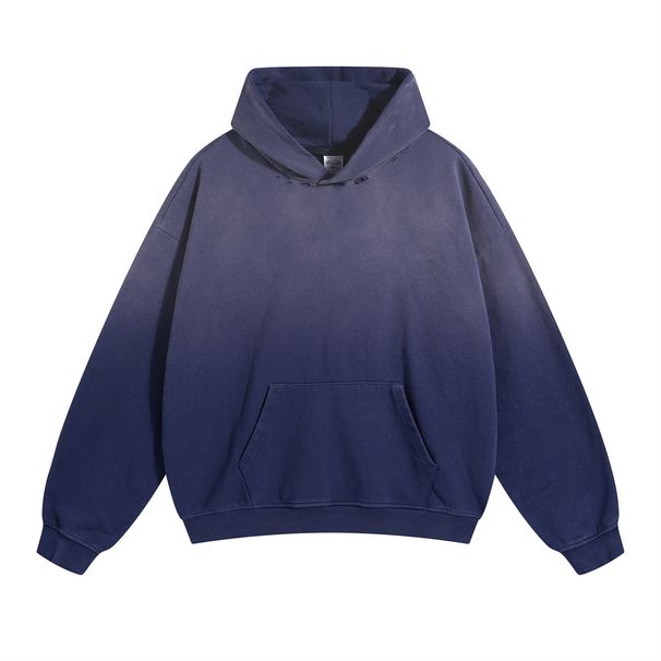 Men's Distressed Oversized Hoodie With Spray-Dye Wash & Mouse Pocket - Vintage Streetwear Pullover Sweatshirt For Casual Wear_viptrois.com