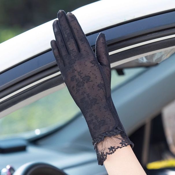 New Sunscreen Summer Lace Bow Lightweight Breathable Outdoor Driving And Cycling Touchscreen Gloves_viptrois.com