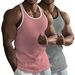 Men's Summer Vertical Striped Knit Fitness Casual Sports Straight Hem Multicolor Slim Fit Tank Top_viptrois.com