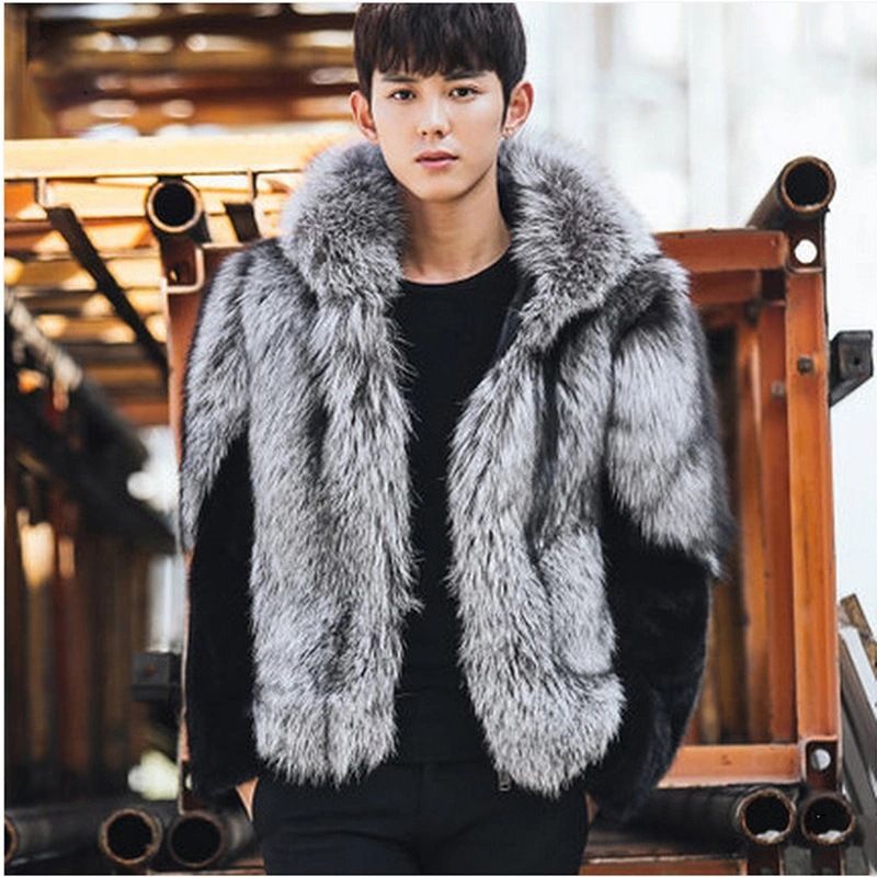 Men's Clothing New Faux Fur Coat, Faux Mink Fur Men's Faux Fox Fur Composite Coat, Faux Mink Fur Coat_viptrois.com