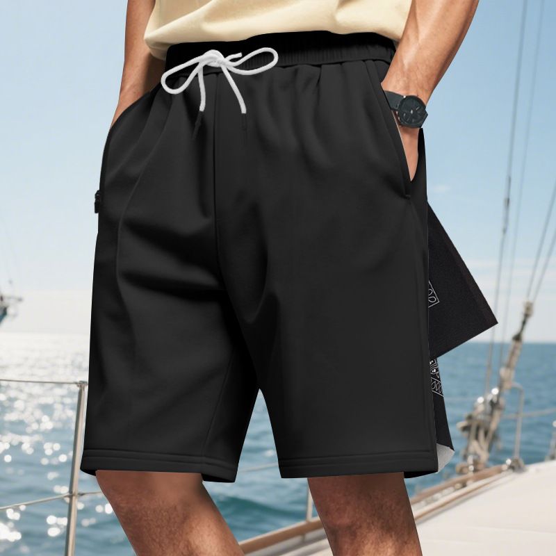 Men's Clothing Summer Casual Sports Wool Button Sports Casual Beach Solid Color Shorts_viptrois.com