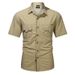 Summer 2025 New Casual Men's Workwear Shirt, Military Form-fitting Pure Cotton Short-sleeved Shirt, Work Men's Top_viptrois.com