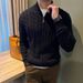 Old Qian Style Cable Knit Polo Shirt Men's Autumn And Winter Half Zipper Heavyweight Cable Knit Sweater Stand Collar Inner Layer Base Shirt_viptrois.com