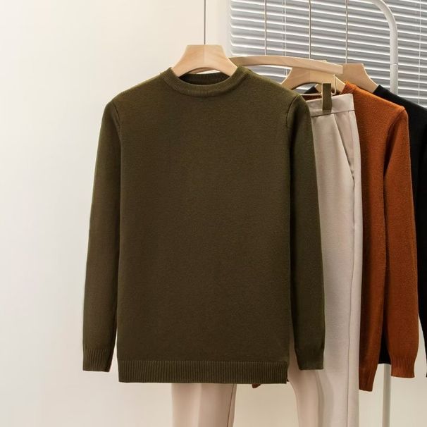 Men's Clothing Round Neck Sweater Men's Autumn New Style Solid Color Casual Bottom Line Sweater Japanese Style Trend Simple Handsome Pullover Sweater_viptrois.com