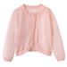 Girls' Knit Cardigan Summer Cover-Up Lace Shawl Outerwear Lightweight Breathable Soft Cotton Blend Long Sleeve Round Neck_viptrois.com