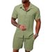 Men's Clothing Summer Men's Casual Shirt Short Sleeved Beach Pants Suit_viptrois.com