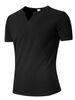 Summer New Men's Sports Elastic T-shirt American Fashion Henry Shirt Casual Short Sleeved Shorts Set For Men_viptrois.com