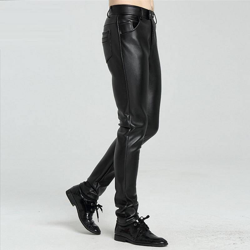 Men's Clothing leather pants men's motorcycle motorcycle electric car warm plus velvet thickened PU trousers _viptrois.com