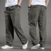 Men's Clothing Men's Casual Cargo Pants - Lightweight Cotton Relaxed Fit Straight Leg Elastic Waistband Work Pants For Big & Tall (Black, Army Green)_viptrois.com