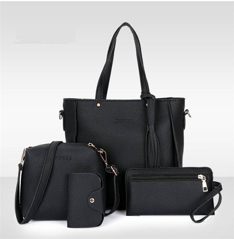 Women's Bags New Lychee Pattern Four Piece Women's Bag Fashionable And Simple All Match Handbag Large Capacity Women's Bag Trend_viptrois.com