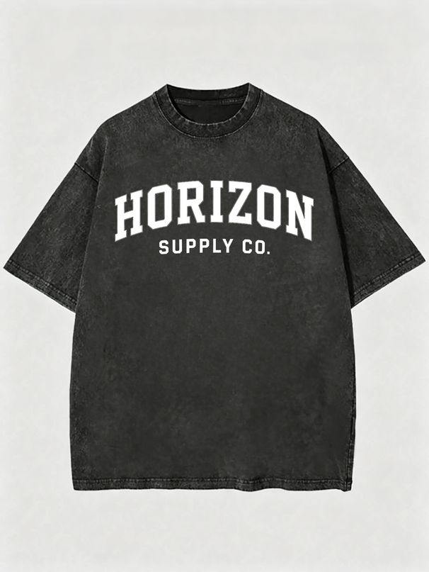 Vintage Washed Double-Sided Print Mountain Arch Letter Slogan Heavyweight 230g Cotton T-Shirt Men's Outdoor Street Tee_viptrois.com