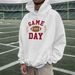 Football Print Hooded Sweatshirt - Unisex Pullover Fleece Hoodie With Customizable Design, Loose Fit & Warm Cotton Blend_viptrois.com