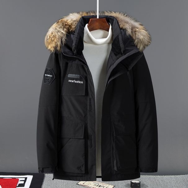 Men's Clothing Silk cotton jacket wholesale winter warm thick Silk cotton jacket large fur collar white duck Silk cotton thick coat wholesale_viptrois.com