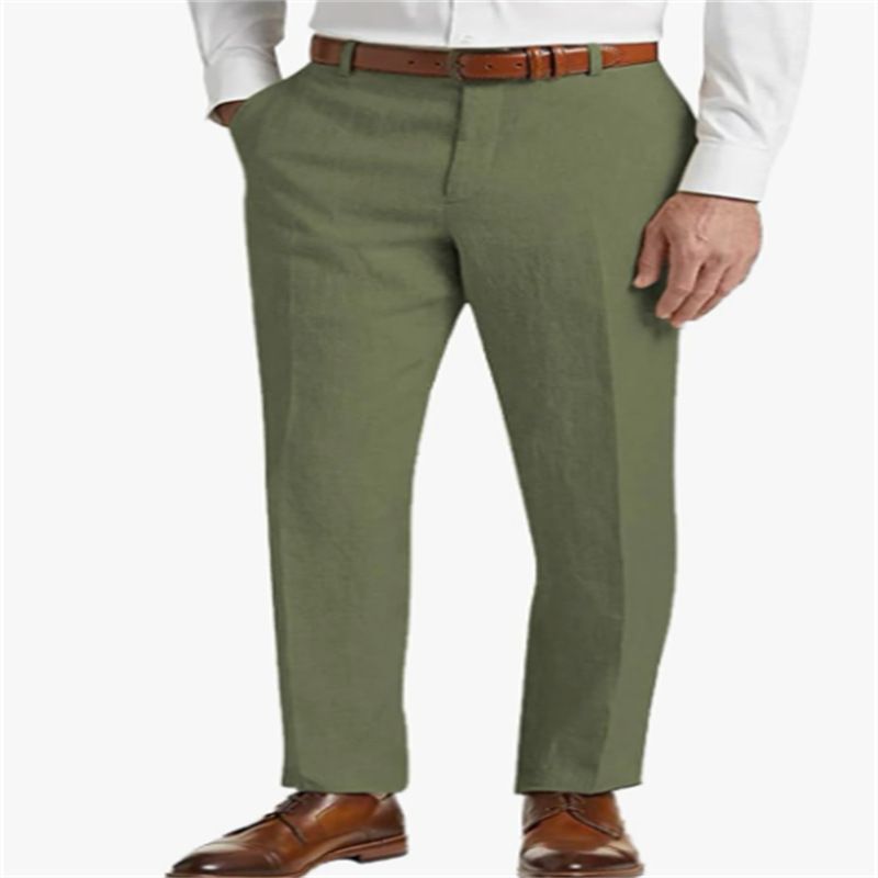 Men's Clothing New Spring And Summer Linen Pants Lightweight Classic Regular Trousers_viptrois.com