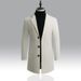 Autumn Winter New Wool Korean Style Slim Fit Mid-Length Trench Woolen Material Jacket Men's Coat_viptrois.com