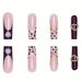 Long European Square False Nails - Wearable Sweet & Cool Leopard Heart Design, Finished Nail Art Piece, American & European Style_viptrois.com