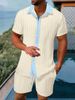 Summer 2025 European And American Men's Color-blocking Shirts, Casual Short-sleeved Shirts, Shorts And Beach Suits_viptrois.com